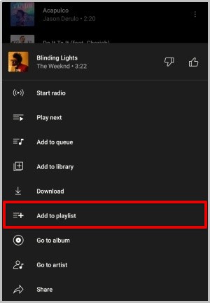 add music to playlist on youtube music