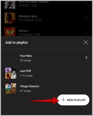 create new playlist on youtube music phone