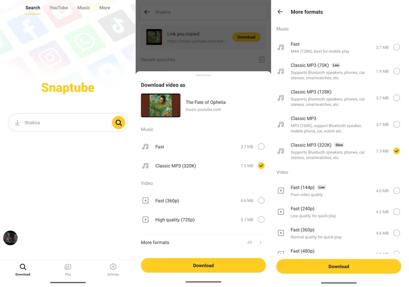 snaptube youtube music downloader android