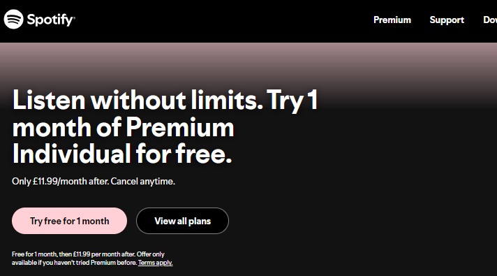 Spotify1 month free trial