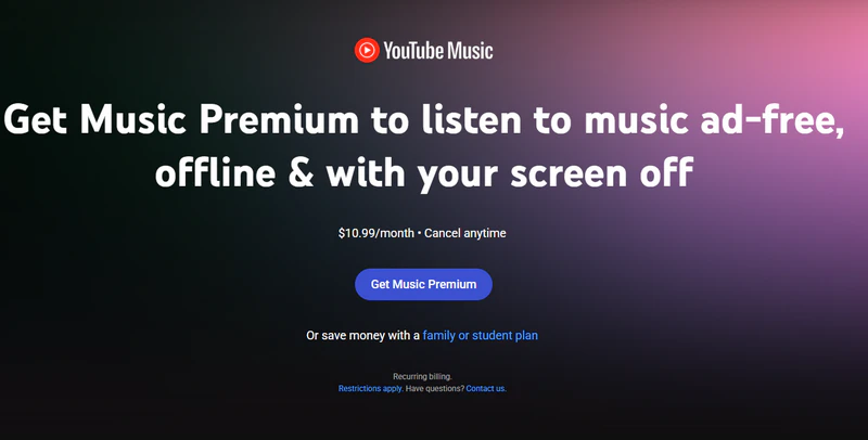 youtube music premium plan