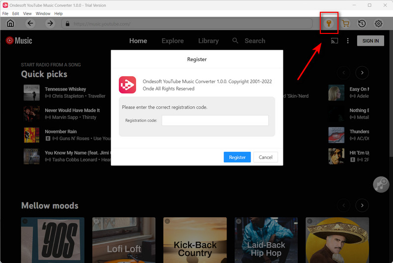 register ondesoft youtube music converter