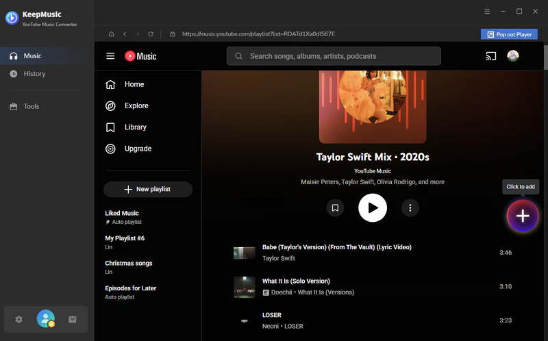add youtube music to convert