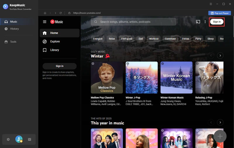 launch KeepMusic YouTube Music